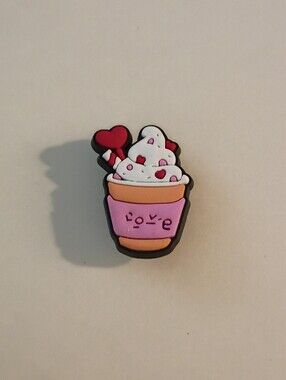 10 for $10 Jibbitz Croc Charm - Ice Cream Pink Love Cup Heart Sprinkles & Straw